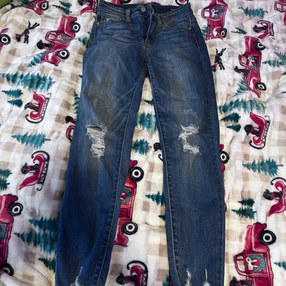 Judy Blue Women's Straight Leg Jeans - Distressed Blue